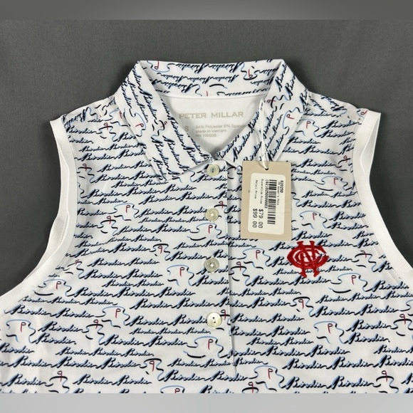 Peter Millar Womens Golf Shirt Polo Chest Logo Printed Sleeveless Small White - Picture 2 of 5